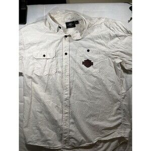 NEW Harley-Davidson Garage Shirt Mens 2XL Beige Long Sleeve Button Down Wrinkle
